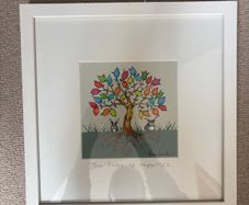 framed picture "the roots of happiness"