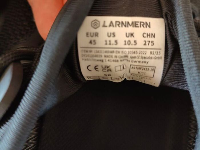 LARNMERN Safety Steel Toe Cap Shoes UK 10.5