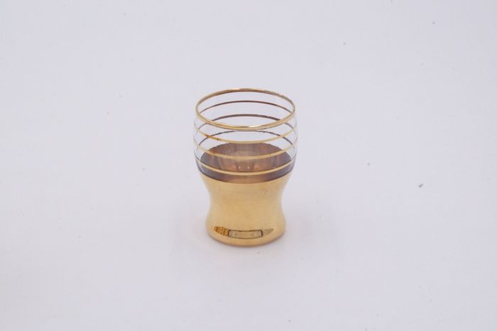 Vintage Shot Glasses With Gold Gilt Mid Century