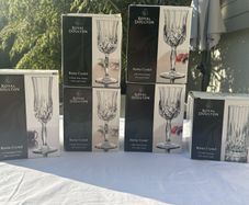 Royal Doulton 'Roma' Crystal Glasses - unused, boxed, with original stickers - Complete set of 24