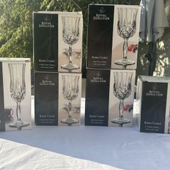Royal Doulton 'Roma' Crystal Glasses - unused, boxed, with original stickers - Complete set of 24