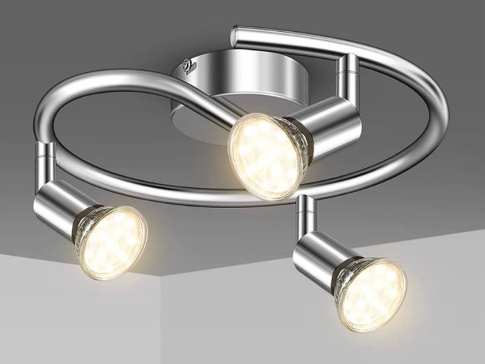 LED Ceiling Light Round Rotatable,3 Way Modern Ceiling Spotlight for Kitchen, Living Room and Bedroom, Complete with 3X 3.5W GU10 LED Light Bulbs (MULTIPLE COLOURS)