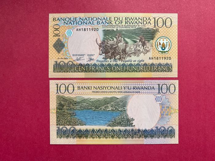 Rwanda  100  Francs  2003. Pick 29b.  ( Uncirculated )