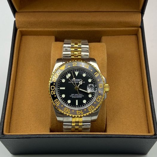 Seiko Two Tone GMT Watch Mod 40mm Automatic