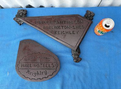 pair of Victorian industrial cast iron name plates
