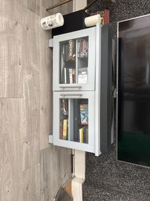 Grey TV Unit with Glass Doors