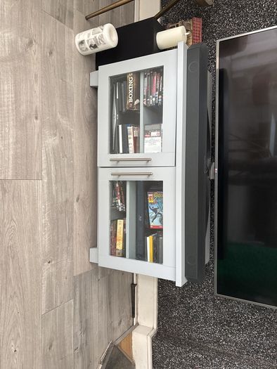 Grey TV Unit with Glass Doors