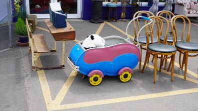 Irish Vintage Childrens Push Cart / Display Wagon