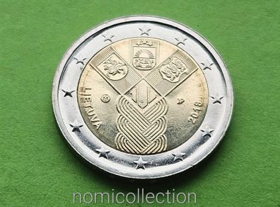 Lithuania 2018 year Uncirculated 2 Euro coin.