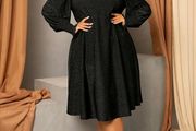 SHEIN Black Glitter Bishop Sleeve Dress. Size 20. New