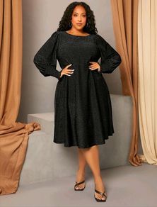 SHEIN Black Glitter Bishop Sleeve Dress. Size 20. New