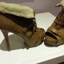 Worn Once. Shearling, open toe tan boot. Image 4