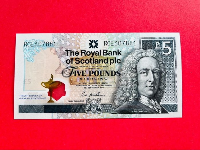 Scotland  5 Pounds  2014    Pick 369  Commemorative Issue  ( Ryder Cup )  ( Uncirculated )
