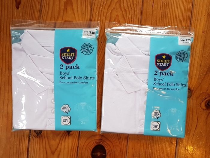 BNIP 2 Packs Age 6-8 White School Teeshirts