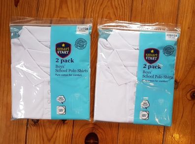 BNIP 2 Packs Age 6-8 White School Teeshirts