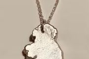 Handmade Ireland shape fine silver pendant on 18inch sterling silver necklace