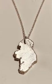 Handmade Ireland shape fine silver pendant on 18inch sterling silver necklace