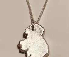Handmade Ireland shape fine silver pendant on 18inch sterling silver necklace