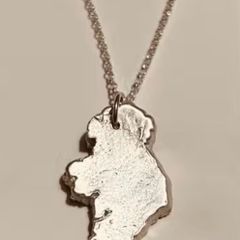 Handmade Ireland shape fine silver pendant on 18inch sterling silver necklace