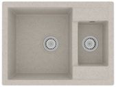 Kitchen Sink with Overflow Hole Double Basins Beige Granite