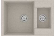 Kitchen Sink with Overflow Hole Double Basins Beige Granite
