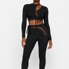Skims Xs Black Onyx Cut-Out Ruched Long Sleeve Crop Top.New with Tags