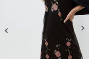 New Look black floral embroidered mesh overlay dress size UK14 EU42 Postage included
