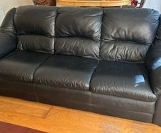 Black Leather Style Three-Seater Sofa