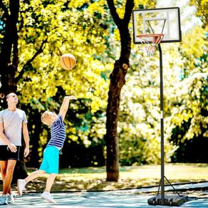 Basketball Hoop Freestanding 255-305cm Hoop Height Adjustable Stand with Backboard Wheels for Teens Adults Black