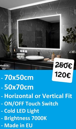 LED Bathroom Mirror 50cm wide