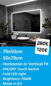 LED Bathroom Mirror 50cm wide