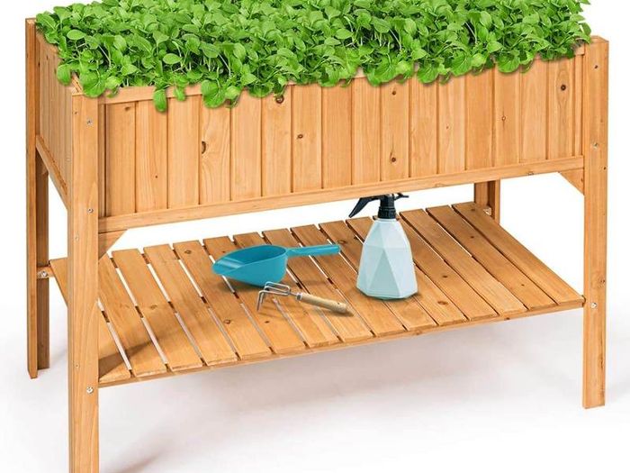 Raised Bed With Shelf, Long Lasting Pine