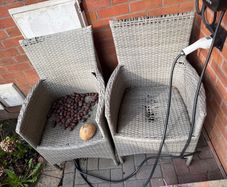 Garden table base (only) and x2 chairs