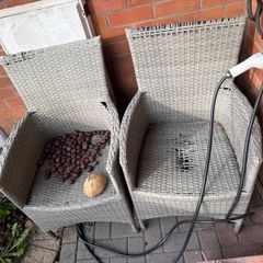 Garden table base (only) and x2 chairs