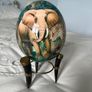 Authentic African Ostrich Egg Art & Vintage Horn/Brass Stand Image 5