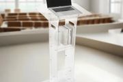 Podium Stand, 1100 mm Acrylic Lectern, Portable Laptop Desk with Wide Reading Surface and Storage Shelf, Book Stopper, Floor-Standing, for Classroom