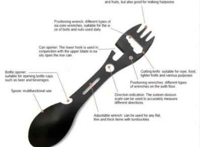 Spork , multipurpose camping utensil.