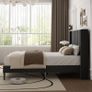 Double Bed Frame with Headboard, Vertical Channel Tufted Wingback No Box Spring Needed, Mattress Foundation, Easy Assembly, Black Image 4