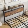 Double Bed Frame with Wooden Storage Shelf Headboard, Metal Platform Bed Frame Image 4