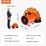 300mm Portable Ventilator, 2 Speed 2894CFM High-Velocity Industrial Utility Blower Fan with 10m Flexible Duct Hose, Exhaust Axial Fan for Basements, Workshops, Warehouses, Orange Image 7