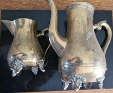 Vintage Tea / Coffee Pot Milk Jug Set Silver Plate