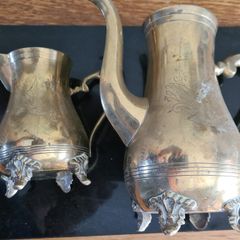 Vintage Tea / Coffee Pot Milk Jug Set Silver Plate