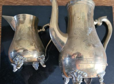 Vintage Tea / Coffee Pot Milk Jug Set Silver Plate
