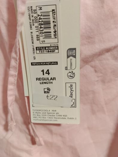M&S Soft Pink  Shirt & Trousers