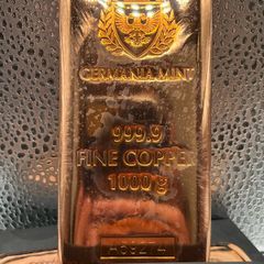 New 1kg Fine 9999 Copper Bullion Germania Bar