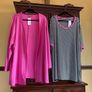 NEW  FURTHER REDUCED from SAMOON a pink casual cardigan with side slits and a matching black and white top with pink trim . Length of both items is 33 inches Image 5
