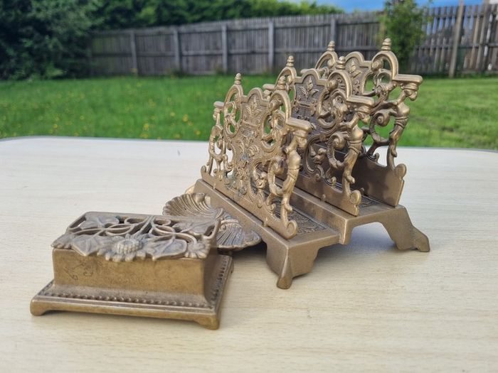 Brass desk set in an eclectic style