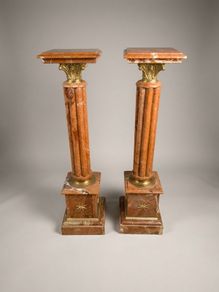 Pair of Neoclassical Style Veined Marble Columns