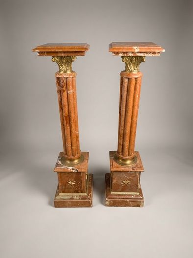 Pair of Neoclassical Style Veined Marble Columns
