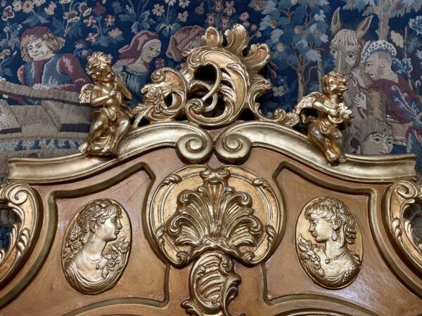 SALE ! Was 795 Now 630 ! Grand French Style Gilt Mirror with Cherub & Plaques